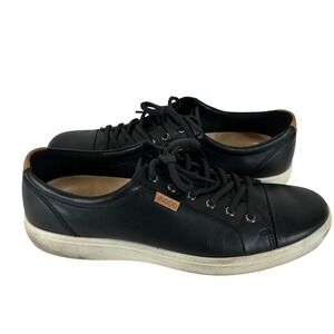 ECCO Soft 7 Mens Black Leather Lace Up Low Top Sneakers Size 12